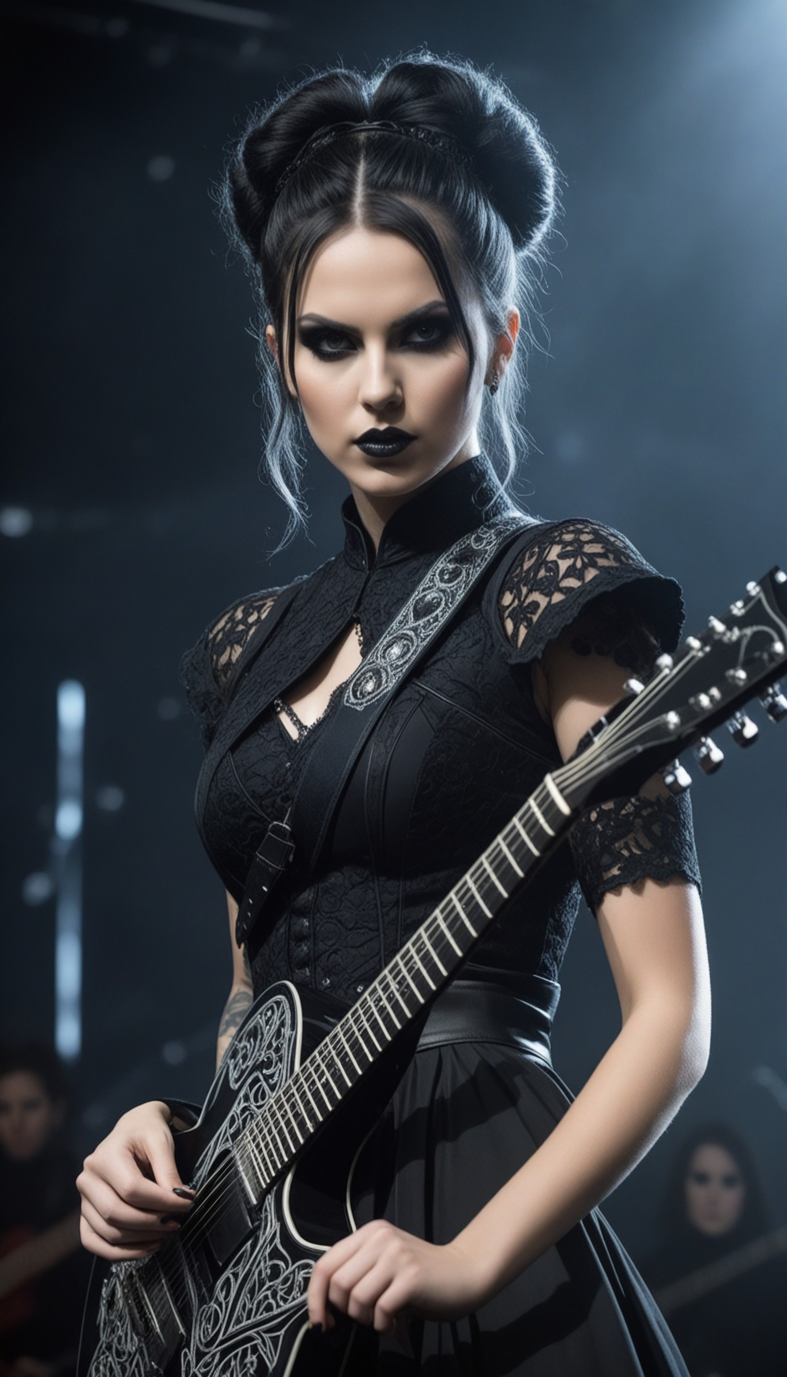 swedish metal rock girl holding a guitar, intense stare into camera, with gothic make-up, intricate  XL 0.jpg